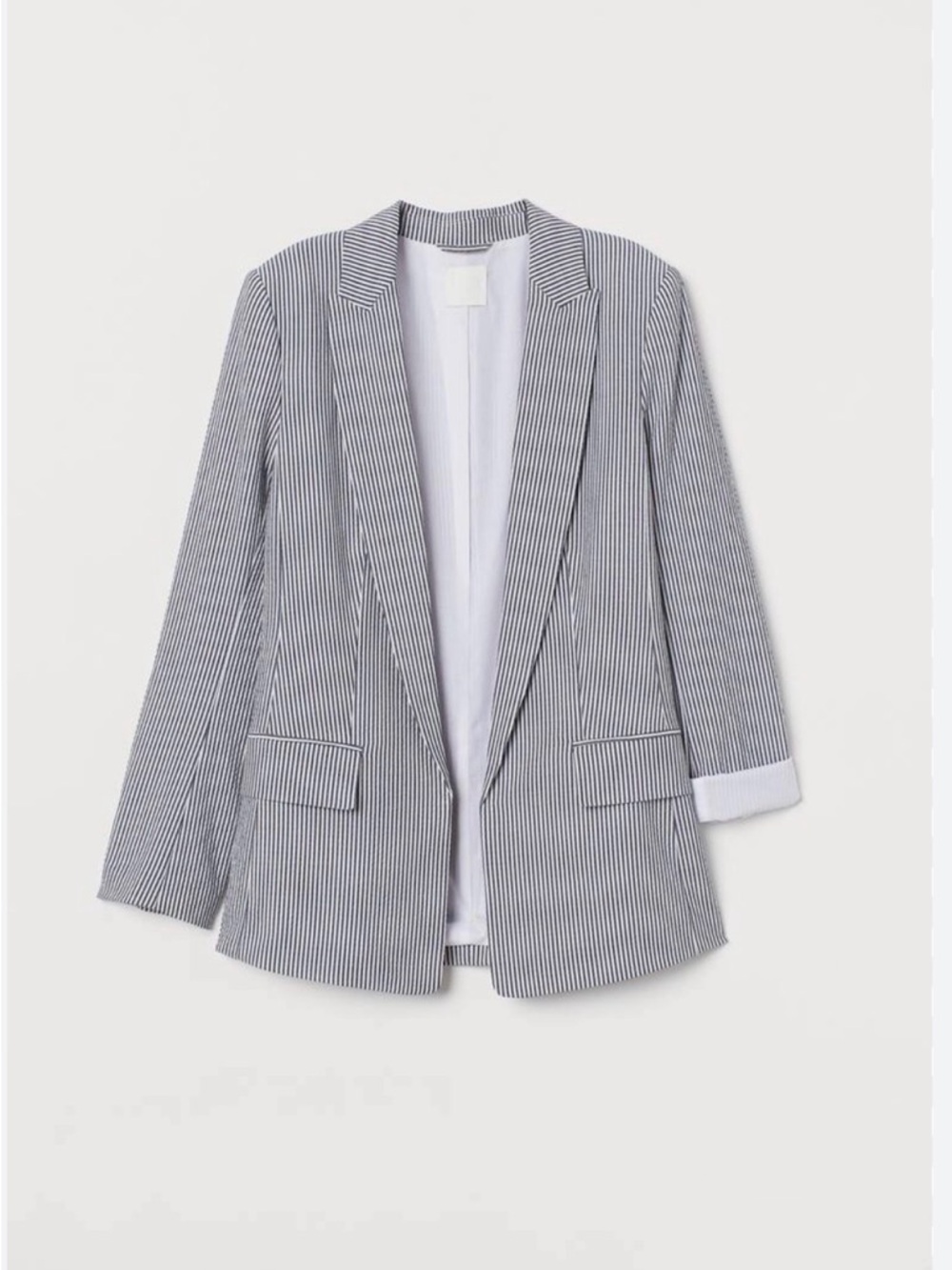 H&M Striped Open-Front Blazer